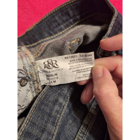 Rock Republic Berlin Women's Blue Dark Wash Denim Jeans Size 14 Skinny - Picture 5 of 9